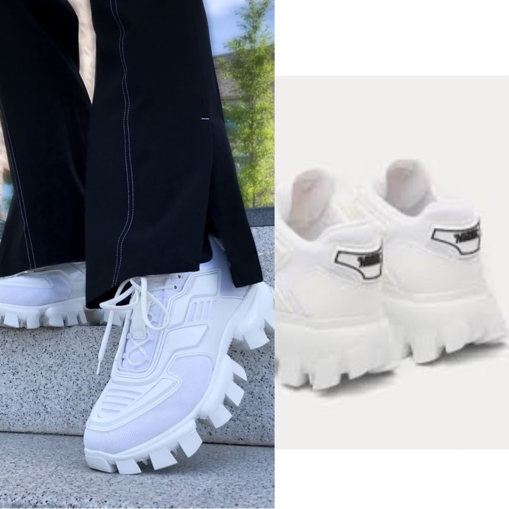 Newest style !$1200 Prada cloudbust thunder lugged platform sneakers white 38.5